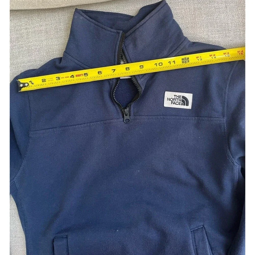 North Face Mens Sweatshirt XS Navy Blue Fleece Lined 1/4 Zip Pullover Outdoor